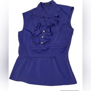 Gianni Bini Purple Ruffle Front Sleeveless Top Size Small